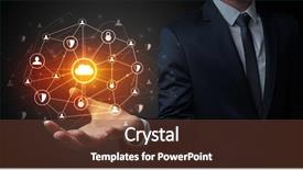  Presentation with networking - Beautiful presentation theme featuring common cofre - businessman holding networking connection concept backdrop and a  colored foreground