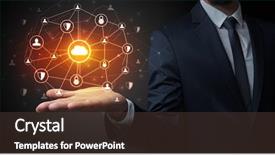  Presentation with networking - Amazing PPT layouts having common cofre - businessman holding networking connection concept backdrop and a  colored foreground