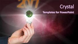  Presentation with light bulb graduation cap - Cool new presentation theme with global 2017 - hand holding environmental light bulb backdrop and a wine colored foreground