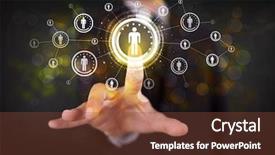  Presentation with future digital technology - Amazing PPT theme having global abstract - modern man touching future technology backdrop and a tawny brown colored foreground