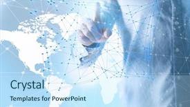  Presentation with wireless - PPT layouts with global abstract - wireless connection futuristic technology concept background and a cool aqua colored foreground