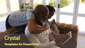  Presentation with aging - Slide set featuring global aging - side view of active senior background and a tawny brown colored foreground