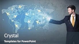  Presentation with blue business - Amazing presentation having global air flights - business person showing digital blue backdrop and a ocean colored foreground