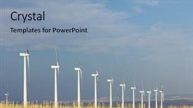  Presentation with team group yellow - Presentation theme having global alignment - group of aligned windmills background and a  colored foreground