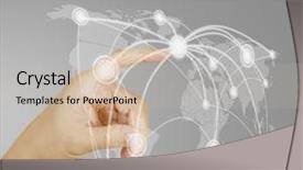  Presentation with structure - PPT theme featuring global business - social network structure background and a soft green colored foreground