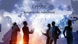  Presentation with global - PPT theme featuring international conference - global business concept background and a light blue colored foreground