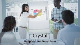  Presentation with business laptops globe - Beautiful slide deck featuring global business interface against smiling backdrop and a light blue colored foreground