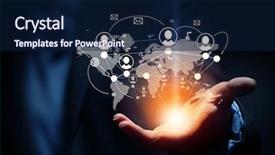  Presentation with world - Slides consisting of global business money - whole world in hands background and a navy blue colored foreground