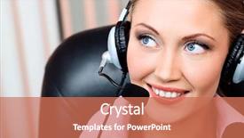  Presentation with customer service lifting the words - Cool new presentation with global business services - beautiful customer service operator woman backdrop and a  colored foreground