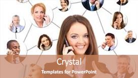  Presentation with people talking - PPT layouts consisting of global business services - group of people talking background and a coral colored foreground