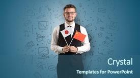  Presentation with symbol - PPT theme enhanced with global citizen - businessman with office symbol concept background and a ocean colored foreground