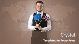  Presentation with businessman standing on maze - Audience pleasing presentation theme consisting of global citizen - cheerful businessman standing in front backdrop and a violet colored foreground