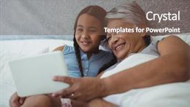  Presentation with digital anthropology - PPT theme with global citizen - grandmother and granddaughter using digital background and a  colored foreground