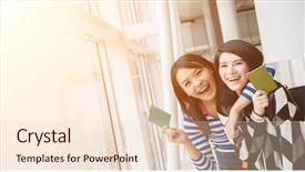  Presentation with asian - Audience pleasing slides consisting of global citizenship - asian woman with her friend backdrop and a lemonade colored foreground