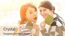  Presentation with global - Slides having global citizenship - asian woman with her friend background and a lemonade colored foreground