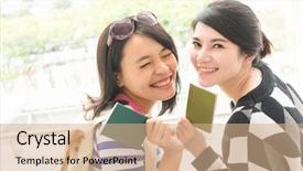  Presentation with asian - Presentation theme enhanced with global citizenship - asian woman with her friend background and a coral colored foreground