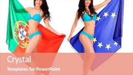  Presentation with flag of european union and turkey - Presentation theme featuring global citizenship - collage - two young beautiful background and a coral colored foreground