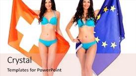  Presentation with adventure biking women - Presentation consisting of global citizenship - collage young beautiful brunette women background and a coral colored foreground