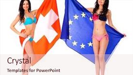  Presentation with women - Presentation design consisting of global citizenship - collage young beautiful brunette women background and a lemonade colored foreground