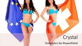  Presentation with adventure biking women - Slide set with global citizenship - collage young beautiful brunette women background and a lemonade colored foreground