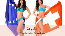  Presentation with women - Presentation design with global citizenship - collage young beautiful brunette women background and a coral colored foreground