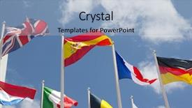  Presentation with blue global - Presentation with global citizenship - international flags with blue sky background and a light blue colored foreground