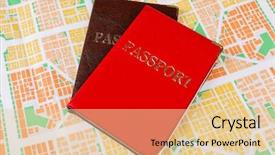  Presentation with global - Colorful presentation enhanced with global citizenship - passports on map background backdrop and a lemonade colored foreground