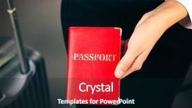  Presentation with cannabis marijuana leaves passport - Beautiful PPT layouts featuring global citizenship - woman holding passport close up backdrop and a wine colored foreground