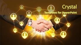  Presentation with elegant business social media - PPT layouts having global collaberation - business handshake social media concept background and a  colored foreground