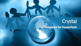  Presentation with team hands - Slides featuring global collaberation - team united together holding hands background and a teal colored foreground