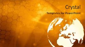  Presentation with artwork - Beautiful slide deck featuring global communication - europe map technology style artwork backdrop and a gold colored foreground