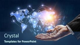  Presentation with networking - Theme having global-communication-and-networking background and a ocean colored foreground