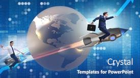  Presentation with global - Colorful presentation theme enhanced with global-competition-concept-with-chasing backdrop and a ocean colored foreground