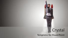  Presentation with rocket - Theme enhanced with global competitiveness - man flying with the rocket background and a light gray colored foreground