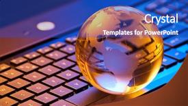  Presentation with business laptop globe - Amazing presentation design having global computer business concept backdrop and a cobalt blue colored foreground