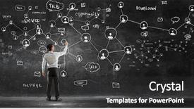  Presentation with interaction - PPT theme having global connection and interaction mixed background and a dark gray colored foreground