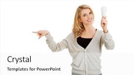  Presentation with green energy - Presentation design having global consumption - green energy concept woman background and a white colored foreground