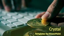  Presentation with bitcoin - Beautiful PPT layouts featuring global crime - closeup of a young man backdrop and a tawny brown colored foreground