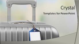  Presentation with suitcase - Theme having global crime - suitcase with travel insurance label background and a lemonade colored foreground