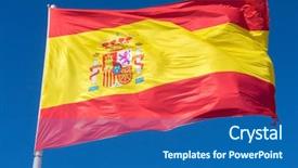  Presentation with sun rays on blue sky - PPT layouts having global crown - flag of spain background and a ocean colored foreground