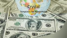  Presentation with globe - Presentation having global currency - globe and dollars background and a  colored foreground