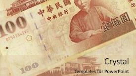  Presentation with taiwanese nationalism - Presentation theme consisting of global currency - taiwanese dollar money banknotes background background and a coral colored foreground
