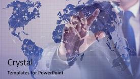  Presentation with global transportation - Slide deck consisting of global distribution - businessman in world transportation concept background and a light blue colored foreground