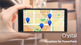  Presentation with distribution logistics - Slides enhanced with global distribution - female hand with phone background and a coral colored foreground