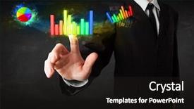  Presentation with global economy - Cool new theme with global economy - businessman touching colorful modern graph backdrop and a dark gray colored foreground