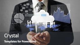  Presentation with global economy - Slide set having global economy - businessman with financial symbols coming background and a dark gray colored foreground