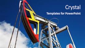  Presentation with global economy - Cool new slide set with global economy - oil pump jack against blue backdrop and a ocean colored foreground