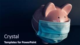  Presentation with financial crisis - Amazing PPT layouts having global-economy-during-coronavirus-pandemic backdrop and a navy blue colored foreground