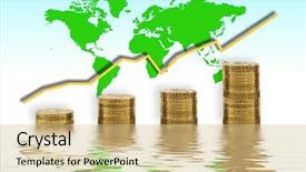  Presentation with global economy - Cool new presentation theme with global economy is recovering arrow backdrop and a soft green colored foreground