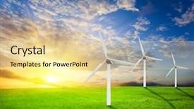  Presentation with windmills - PPT layouts with global energy - field of summer green geass background and a blonde colored foreground